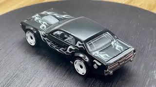 John316diecast 2019 Hot Wheels hunting '68 Mercury Cougar matte Black with grey and white flames