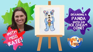 Drawing for Kids- How to Draw a Panda with Ice Cream - Art for Kids - Cute drawings