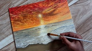 How To Paint Seascape Sunset Scenery || Acrylic Painting Technique || @paintingforyou1963