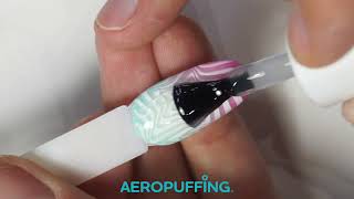 Aeropuffing Nail Art Tutorial: Abstract stamping over tender color fade