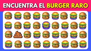 Encuentra el raro - Edición Comida Chatarra 🍔🍕🍩 Fácil, Medio, Difícil - 30 Niveles Emoji Quiz