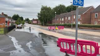 26/06/21 - Water mains burst on Worsley Road in Swinton