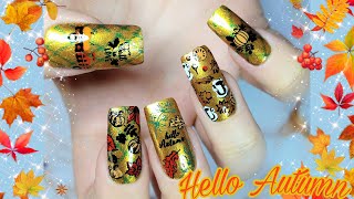 Hello Autumn using Clear Jelly Stamper and Maniology Plates