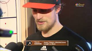 Travis Sanheim PostGame Interview | St. Louis Blues vs Philadelphia Flyers