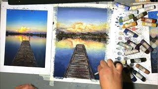 Soft Pastel Lesson -Landscape Techniques - Lake & Dock Sunset