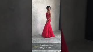 Off Shoulder Embroidered Feathered Pageant Gown | Terani Couture | 2221GL0414