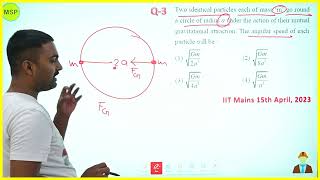 Two identical particles each of mass ‘m’ go round a circle of radius a under the action of their