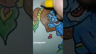 ||CUTE☺️ BABY KRISHNA ❤️ DRAWING|| UNIQUE ART|| #shorts #viral #subscribe #like #cute #krishna #god🙏