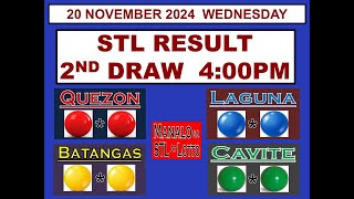 STL 2ND Draw 4PM Result STL Cavite STL Quezon STL Laguna 20 November  2024 WEDNESDAY