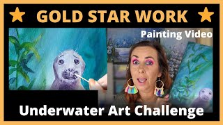 #underwaterartchallenge INTERACTIVE ACRYLIC PAINTS Acrylic painting for beginners, SEAL IN KELP BED