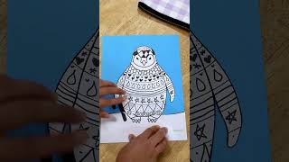 Funky Penguin Craft Template #shorts #elementaryschool #zentangle #teacherresources #craftideas