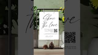 Customizable Wedding Photo Sharing Sign, Capture the Love QR Code Wedding Signage Decoration