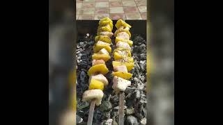 #shorts  Fish kebab over comfire