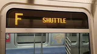 MTA NYCT: R160 F Shuttle to 7 Av exterior destination sign