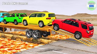 Toyota Cars vs Train | Truck Man Flatbed vs Train Beamng.drive 020