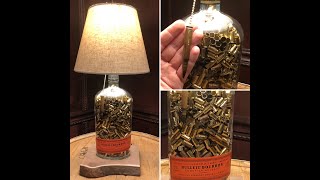 Bulleit Bourbon Bottle Lamp with Walnut Live Edge Base