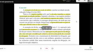 Aula de 22 5 2020   Transmissão das Obrigações   Assunção de Dívida e Cessão de Contrato