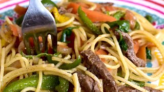 @IvorianFood | Émincés de bœuf au spaghetti !