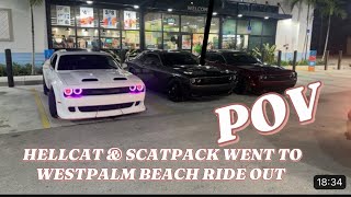 TAKE MY WIDEBODY SCATAPACK TO A WESTPALM BEACH RIDEOUT (CUTRING UP & RACE ) #mopar #widebodyscatpack