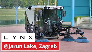 Lynx Compact Sweeper at Jarun lake, Zagreb (Rolling footage)