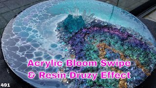 Acrylic Bloom Swipe Tutorial with Resin Art Druzy Effect