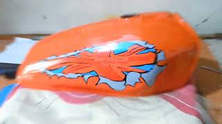 Honda 125 Motorcycle fuel tank Orange Colour and Tap Decoration |Tapping |Sticker |Bike | pak wheals