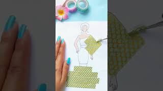 Beautiful dress design with Washi Tape/Dress design with Washi tape#shorts#youtubeshorts#CreativeArt