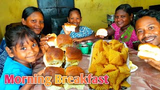 Pav Bread|Morning Breakfast|Papad Tea