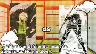 \\Naruto and friends react to Sakura as Hange Zoe - Attack On Titan -//