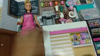 unboxing Barbie playset cafe part 1