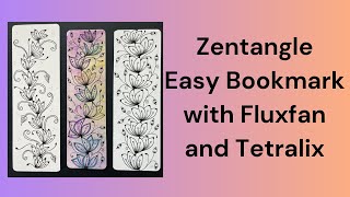 Easy Zentangle Bookmark with the patterns Fluxfan and Tetralix