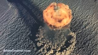 (HD) Aerial footage of massive nuclear bomb explosion