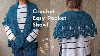 Crochet Easy Pocket Shawl / Beginner Friendly Tutorial