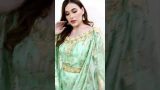 Handmade Party Gown for women with Crystal Studded diamond stones in Sea-Green Brasso Partywear