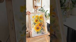 Sneak Peak of this week watercolor tutorial- Sunflowers and a Hummingbird #watercolor