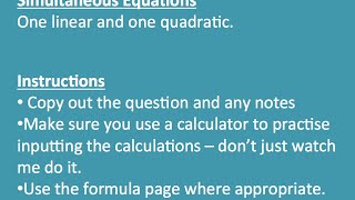 Simultaneous Equations  (feel free to change speed to x1.5)