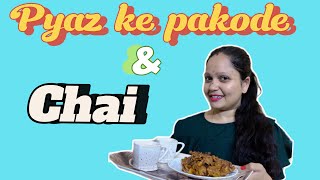 🌸pyaz ke pakode with masala tea 🌸#eveningsnaks #quickrecipe #pakorarecipe #easyrecipe #masalatea