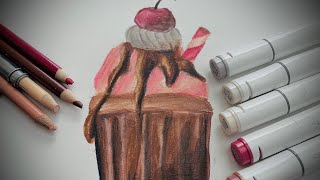 how to draw an easy, realistic cupcake drawing with prismacolor pencils 💗