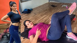 Wife ka six pack abs 🔥workout | Ab hoga extreme Fat loss 80kg to 55kg journey Day 3 |