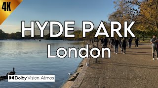 Hyde Park | London | Walking Tour | Autumn | 4K UHD | Dolby Vision