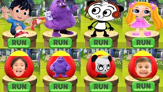 Mystery Surprise Eggs with Tag with Ryan vs Diana Roma Show vs Grimace Shake Run