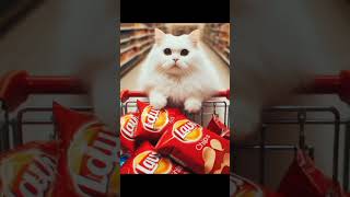 When White cat tried to do red colour food challenge #cat #funny #anime #foodchallenge