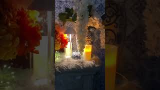 Look at How She Uses Accent Lights to Enhance Fall Decorations.