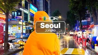 | Rainy Seoul | Night of Tough Heavy Rain ☔︎︎  Cheonggyecheon Flooding | Gwangjang Market Closing