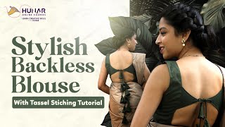 Backless Blouse with Tassels Stitching Tutorial | DIY Blouse Stitching