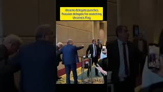 Ukraine man punches Russian | Delegates fights over Flag snatching.                 #Ukraine #Russia