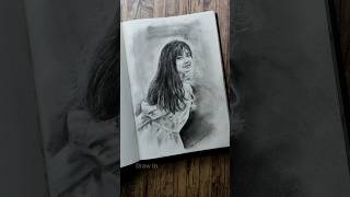 Easy charcoal drawing girl #girldrawing #easydrawing