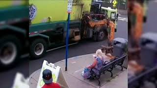 Heart Stopping Moment with a Speeding Garbage Truck! #acrtioncrash #accident #oldwomen