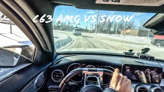 POV: Drifting C63 AMG After Blizzard Storm!