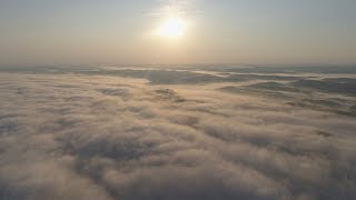 DJI Phantom 4 Pro flight. Going above the fog to see the sun rise